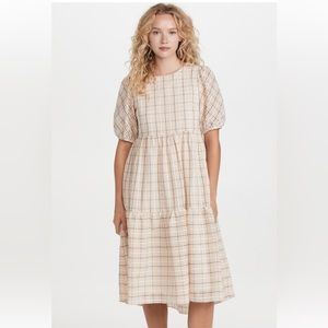 English Factory Plaid Tiered Midi Dress
